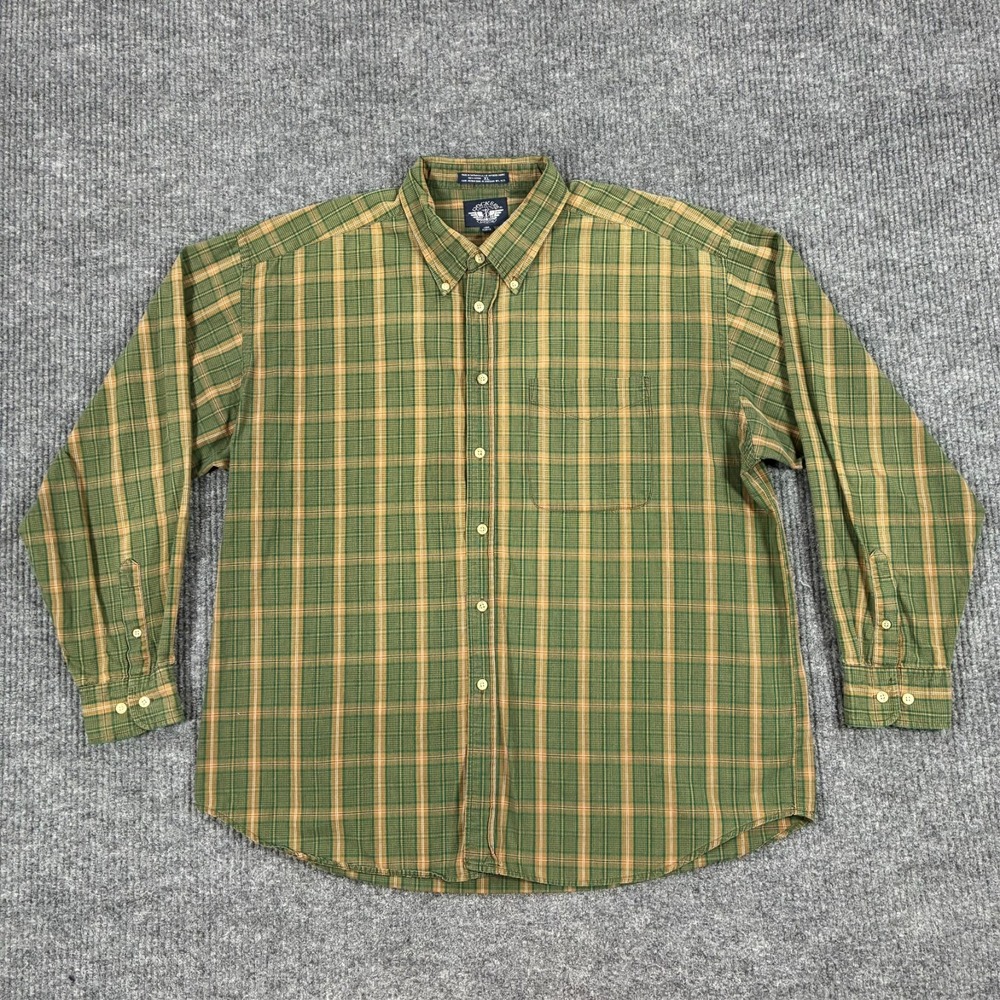 Dockers Plaid Shirt Mens Size XL Green Long Sleeve Button Down 100% Cotton
